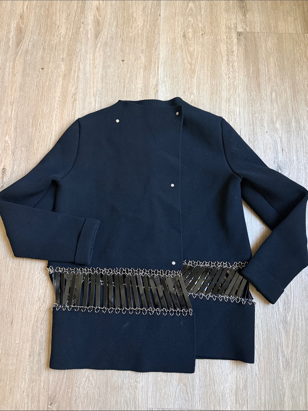 Paco Rabanne Gorgeous Vintage Black Jacket With Cut Out Chain Detailing 40